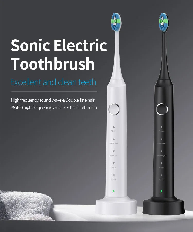Sonic Electric Toothbrushes for Adults Smart TimerTeeth Whitening Toothbrush IPX7 Waterproof 6 Replaceable Heads Set