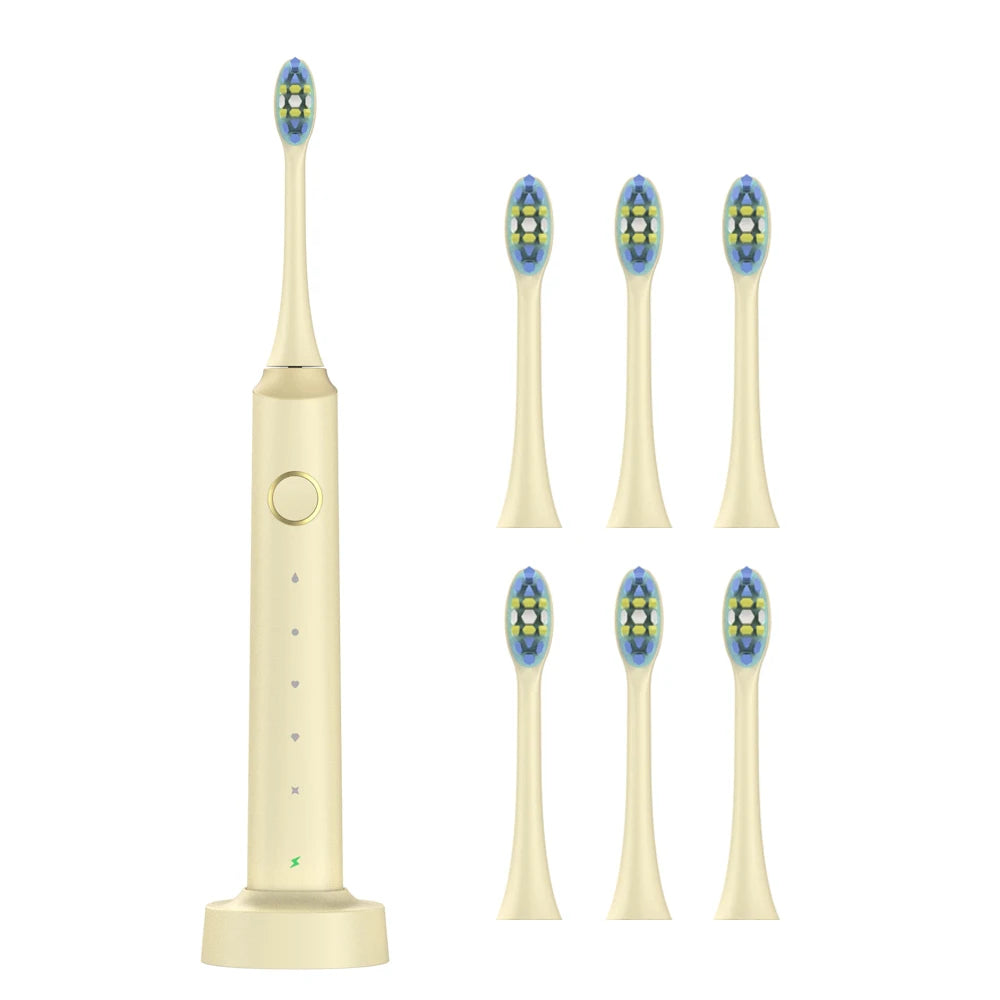 Sonic Electric Toothbrushes for Adults Smart TimerTeeth Whitening Toothbrush IPX7 Waterproof 6 Replaceable Heads Set