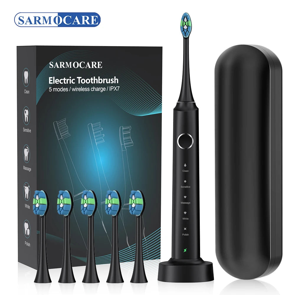 Sonic Electric Toothbrushes for Adults Smart TimerTeeth Whitening Toothbrush IPX7 Waterproof 6 Replaceable Heads Set