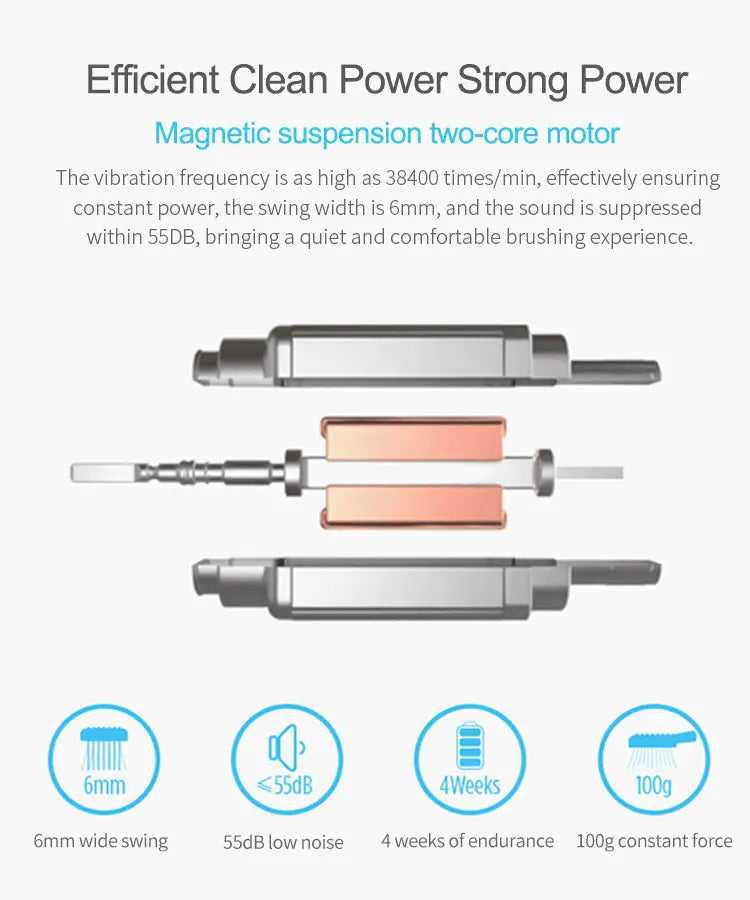 Sonic Electric Toothbrushes for Adults Smart TimerTeeth Whitening Toothbrush IPX7 Waterproof 6 Replaceable Heads Set