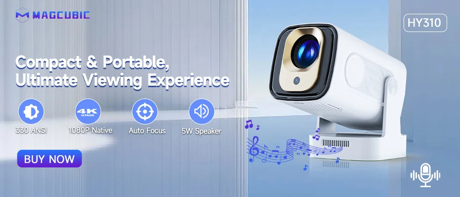 Magcubic Projector Android 11 4K 1280*720P HY300 Pro + Dual Wifi 290ANSI 180°flexible BT5.0 Cinema Outdoor Portable Projector